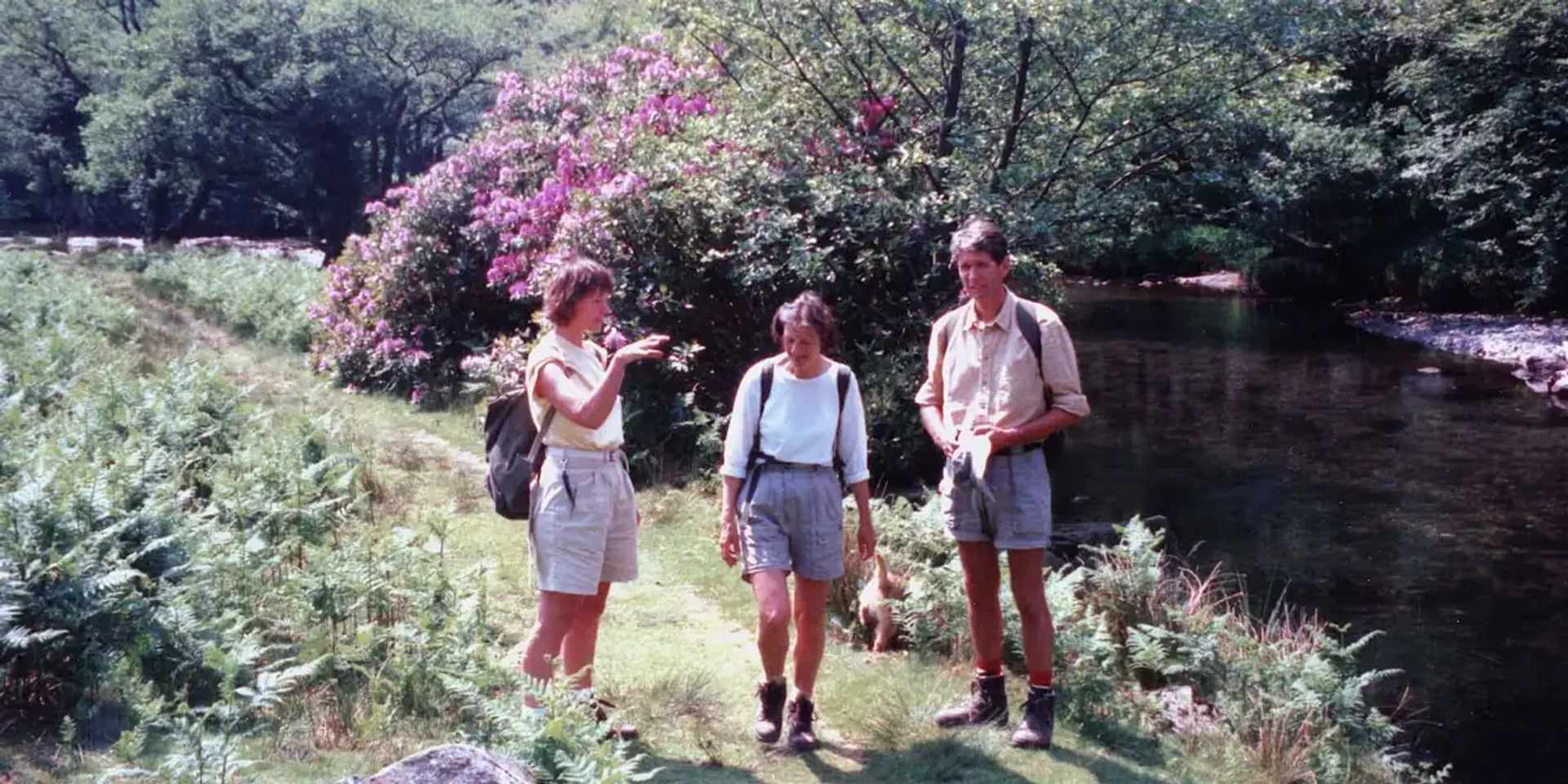 Judy leading one of Celtic Trails' first guided walks, late 1990s