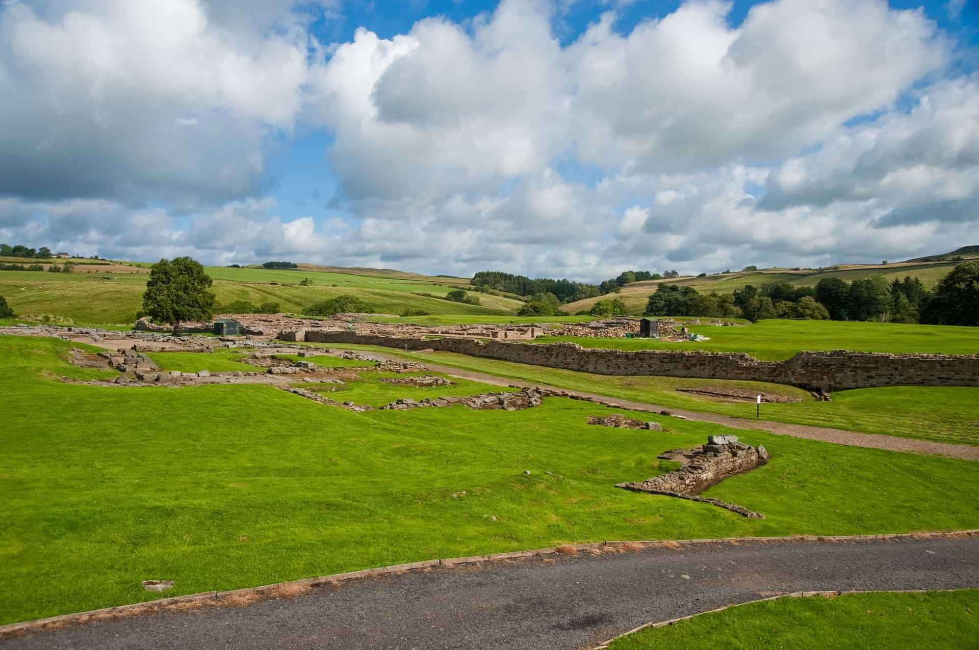 Ruins of Birdoswald Roman Fort on Hadrian’s Wall in Northumberland