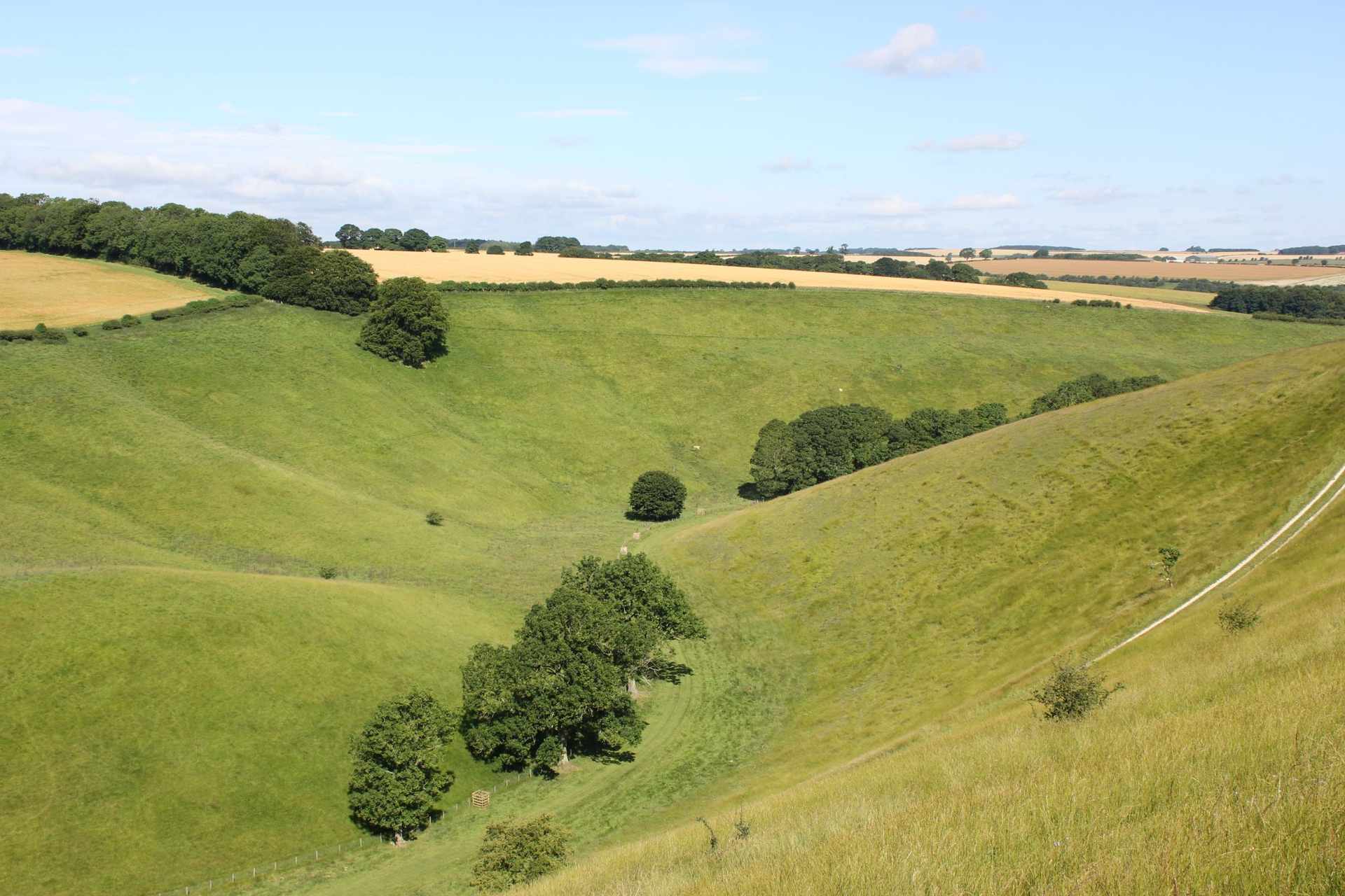 View of hills on the Yorkshire Wolds Way