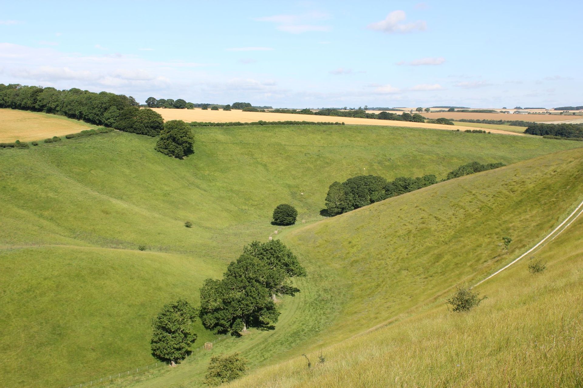 View of hills on the Yorkshire Wolds Way