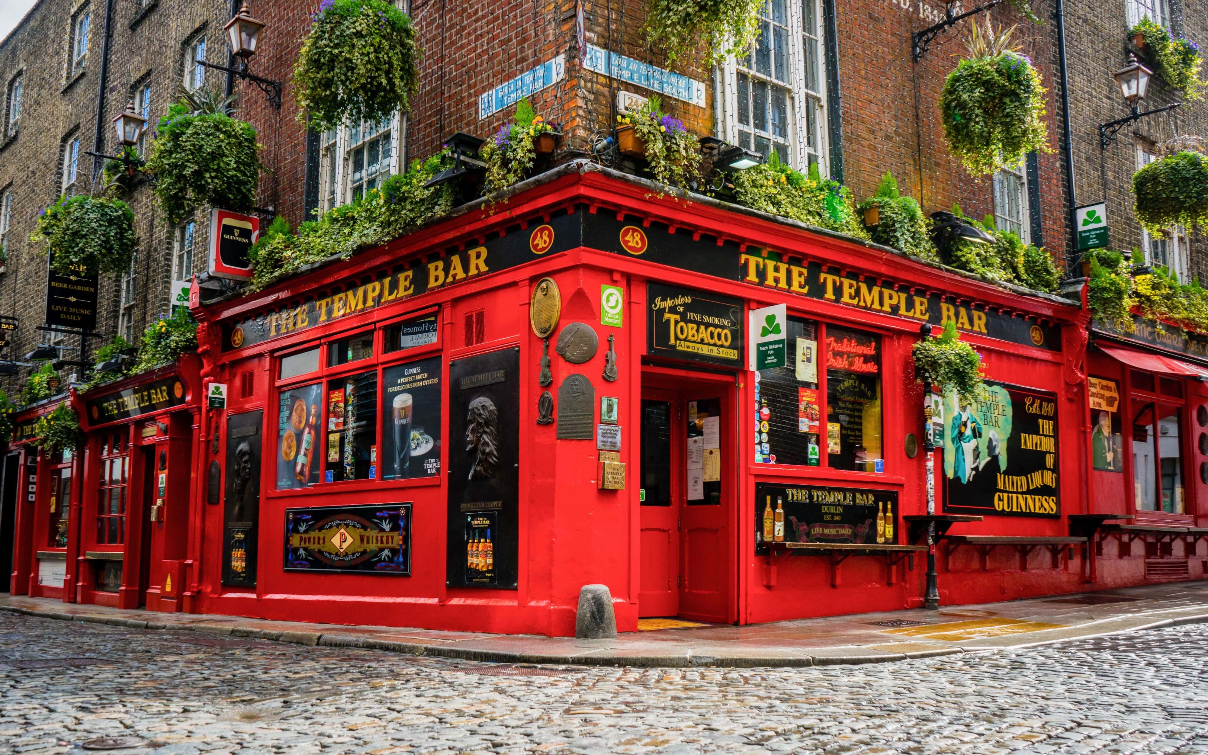 Colourful buildings of Temple Bar, Dublin near the start of the Wicklow Way
