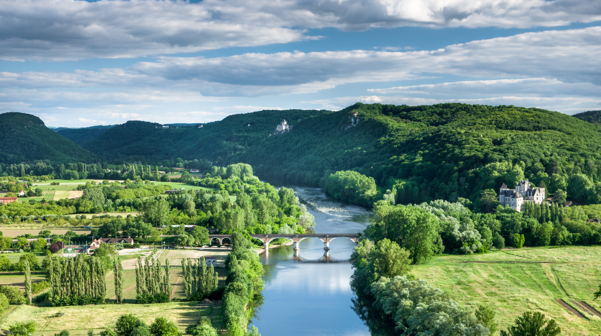 Dordogne River winding through the wooded hills and valley