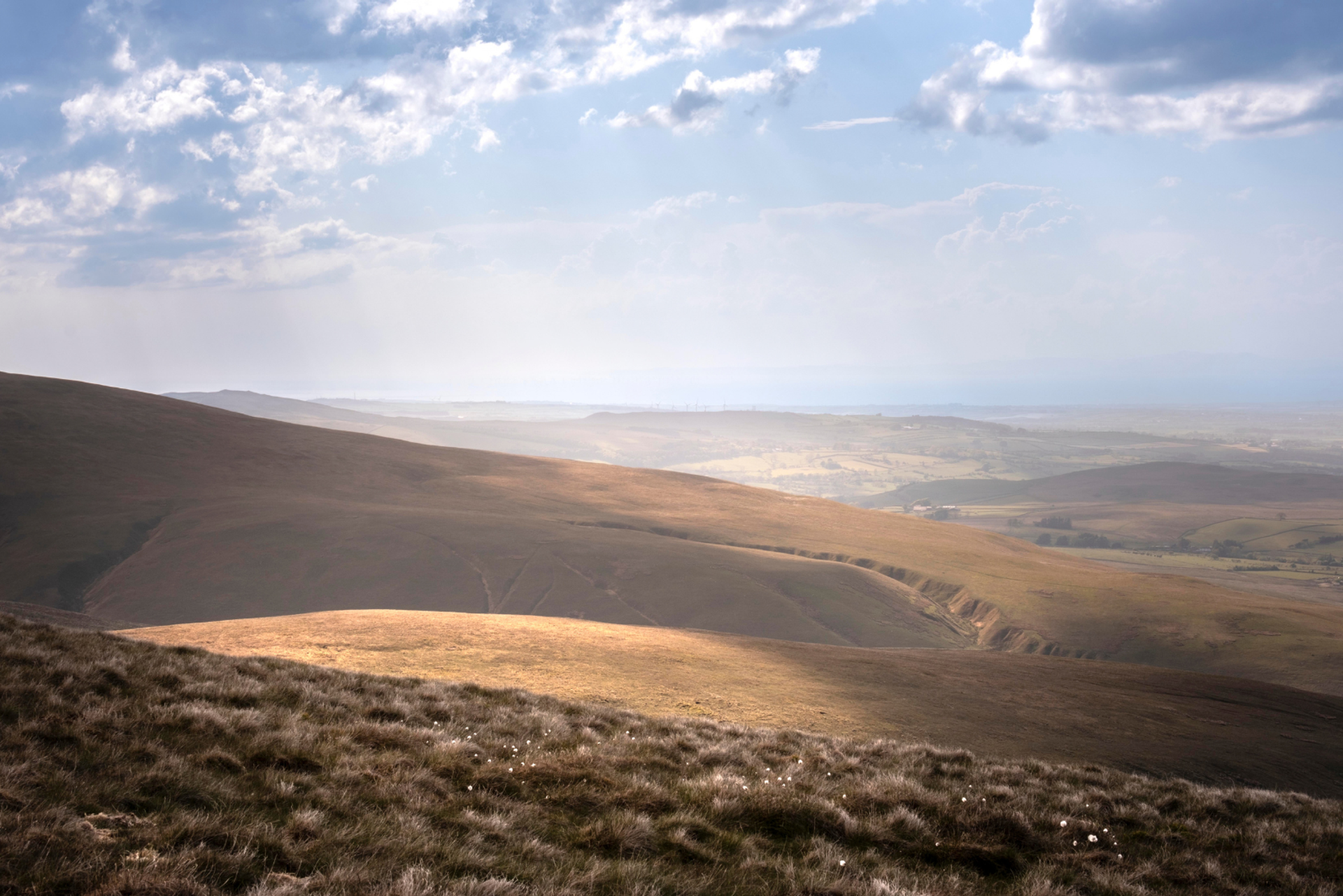 Open northern fell country on the Cumbria Way beyond Keswick.