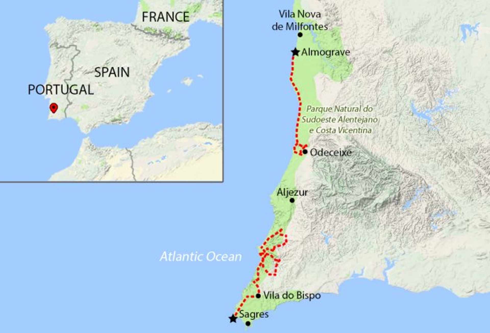 Algarve & Alantejo map