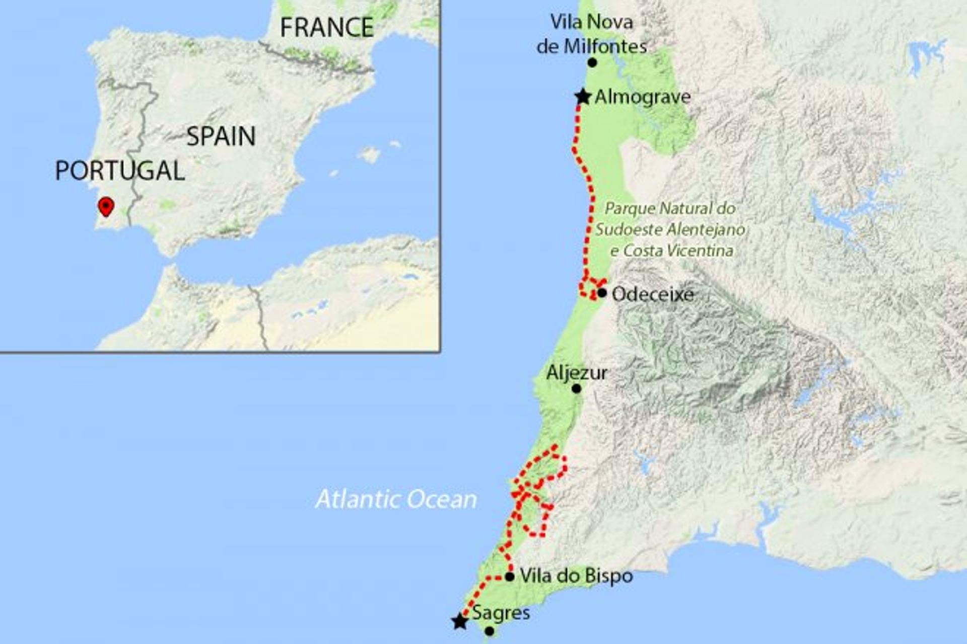 Algarve & Alantejo map