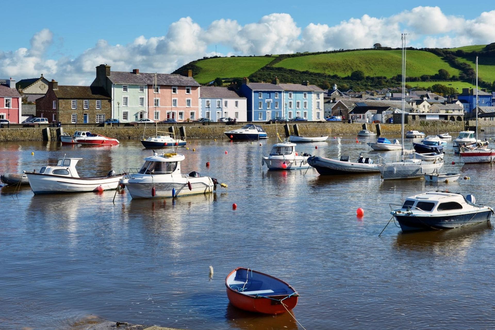 Boats in Aberaeron harbour, Wales