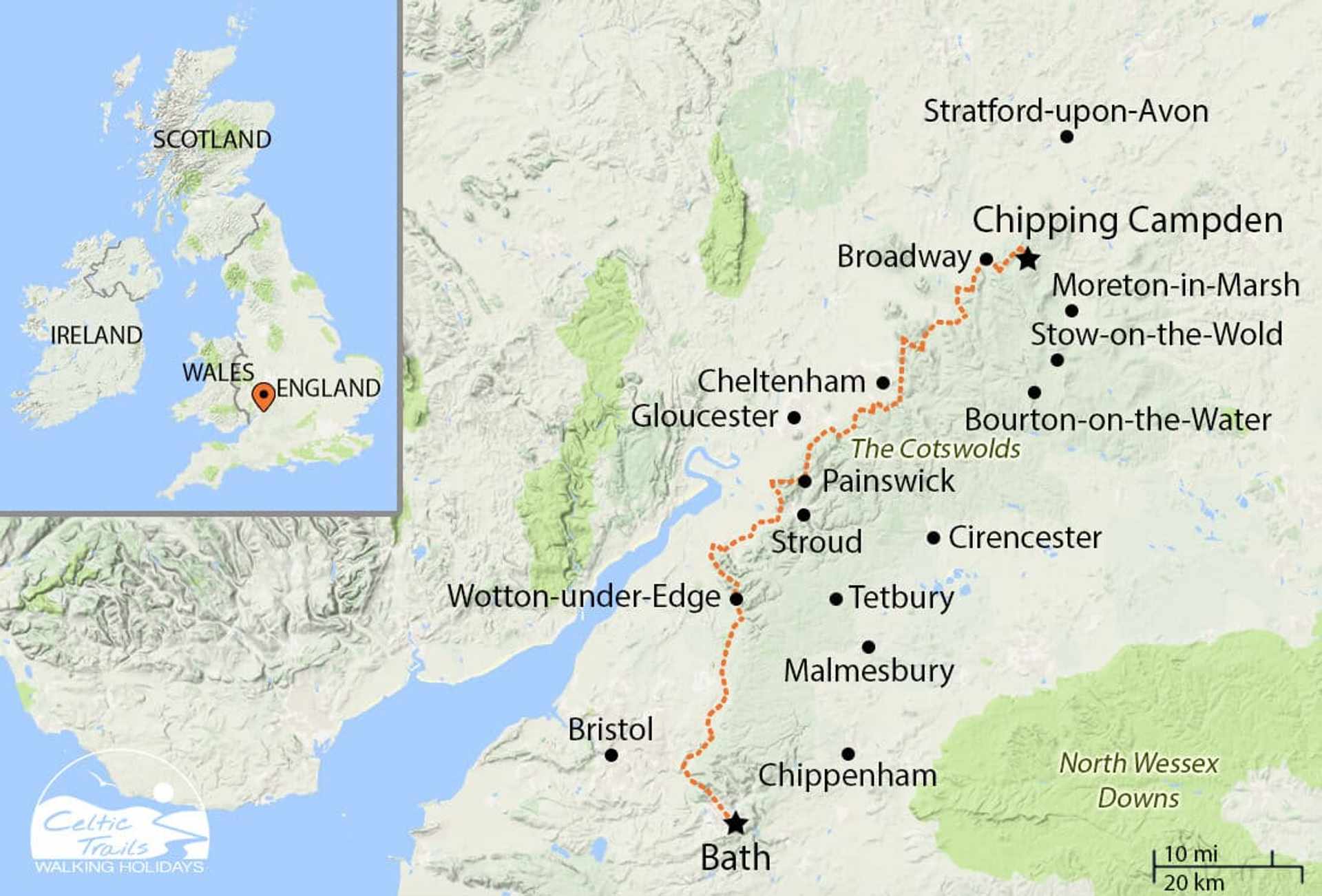 Cotswold Way walking map