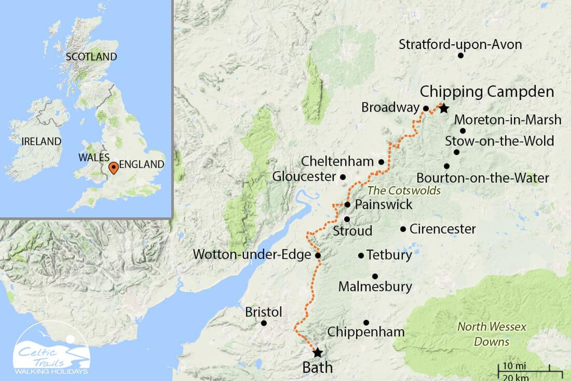 Cotswold Way walking map