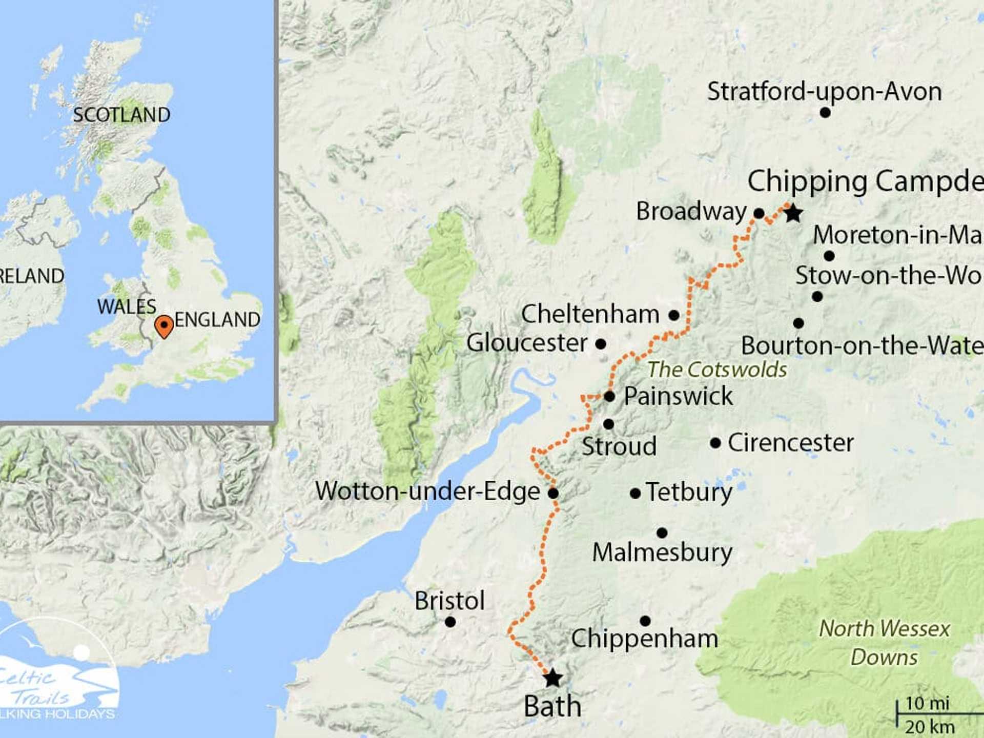 Cotswold Way walking map