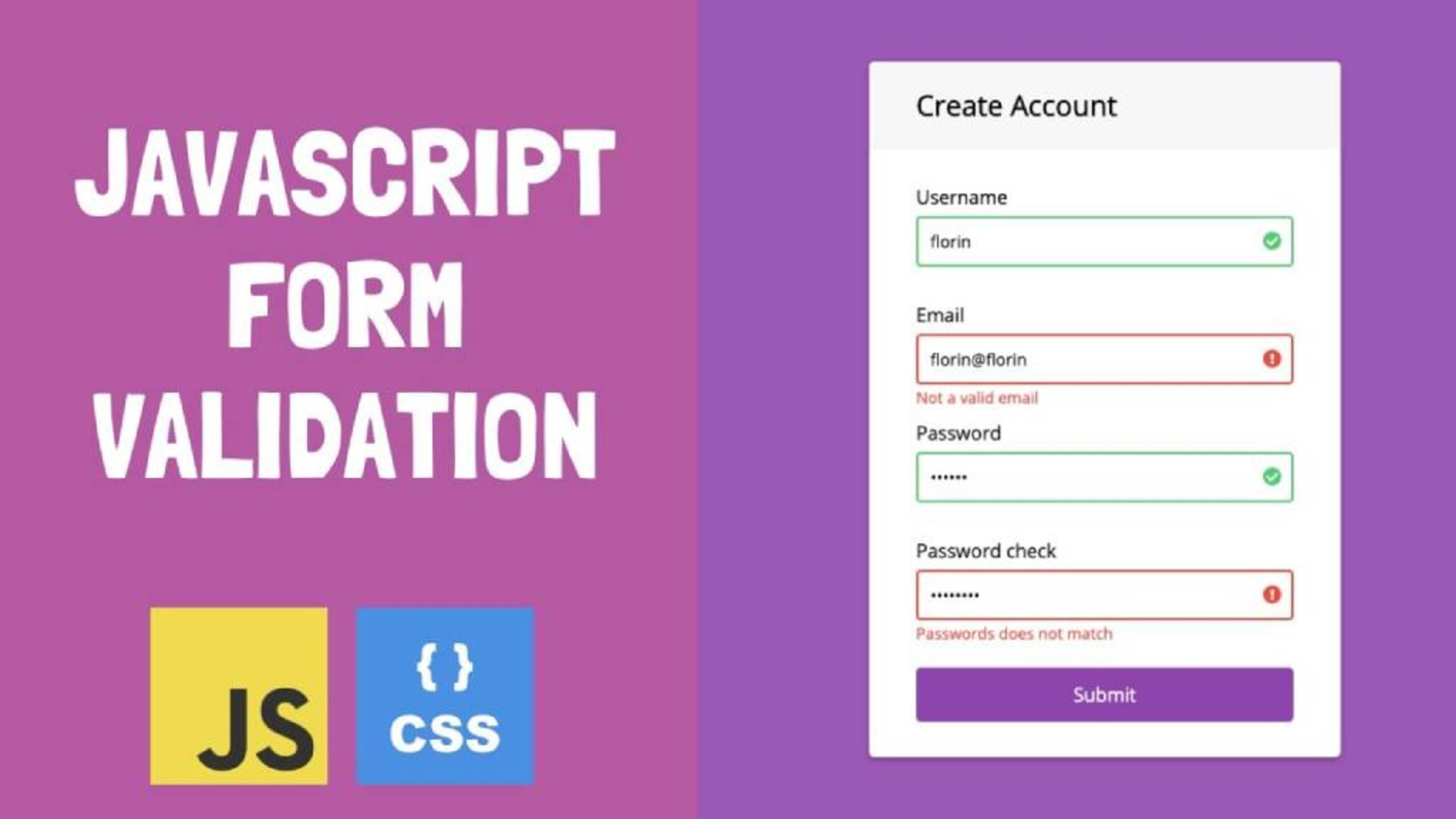 Learn how to Create Custom JavaScript Form Validation Banner Image