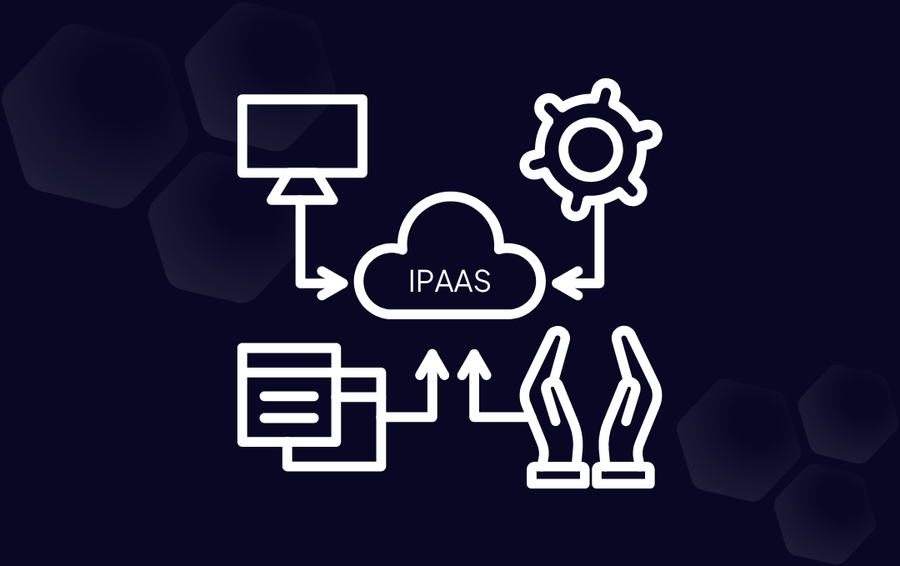 Diagram of an iPaaS cloud connecting a monitor, gear, documents and users