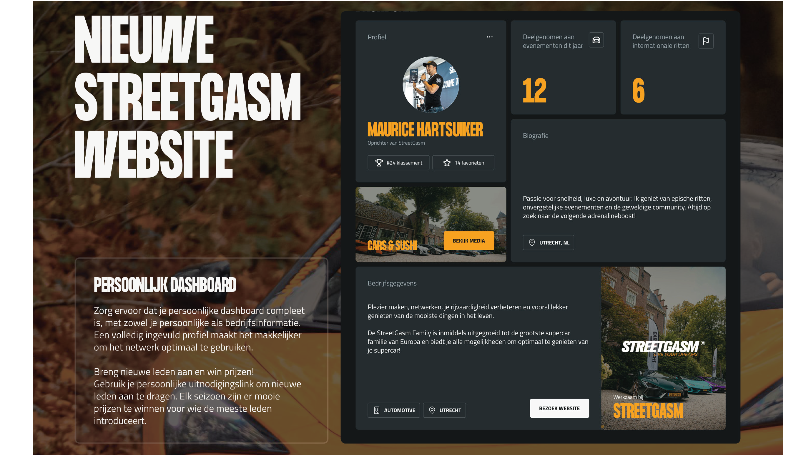 Your StreetGasm Dashboard banner