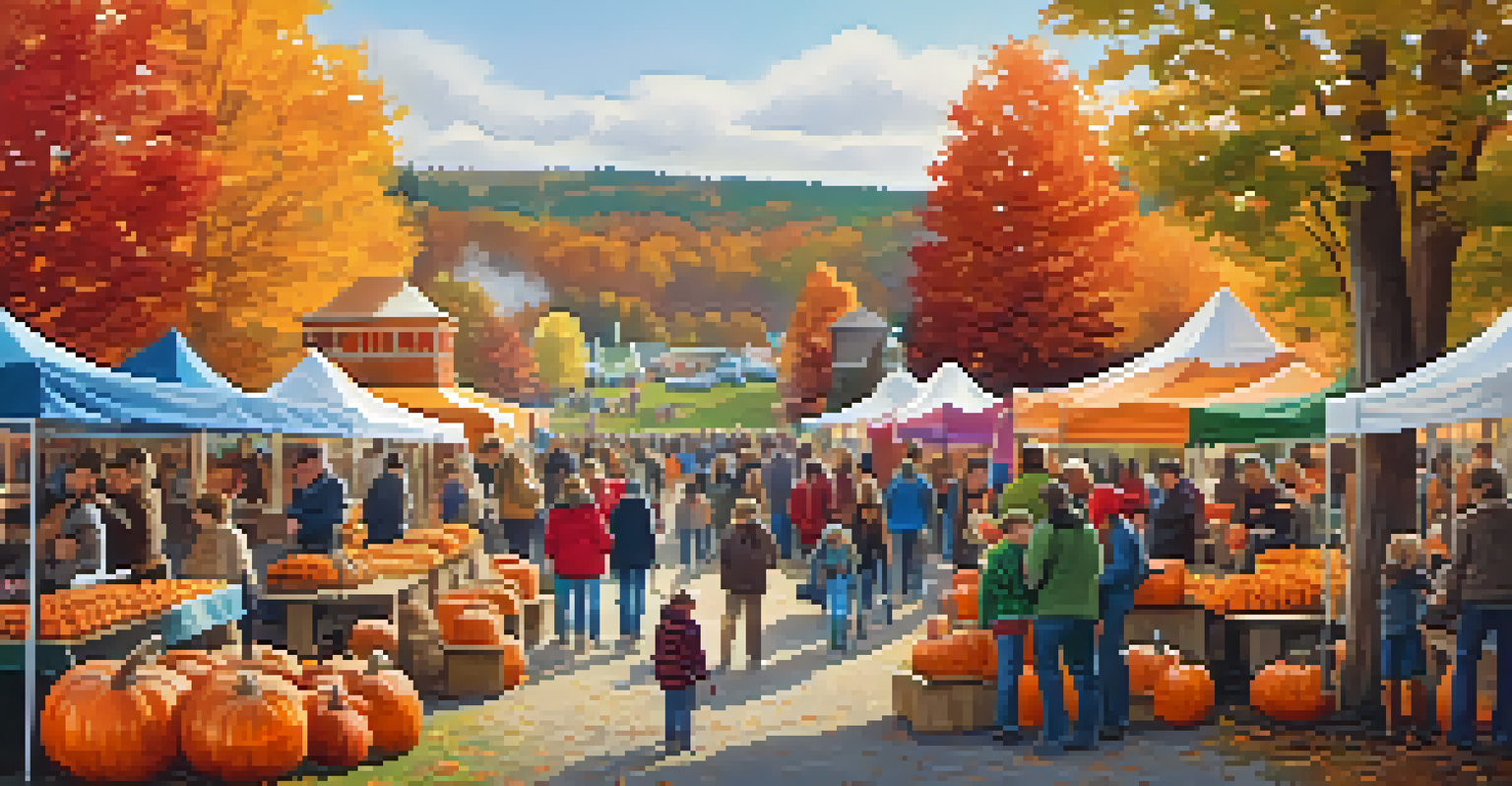 An autumn family-friendly festival with children painting pumpkins and enjoying seasonal treats in a warm atmosphere.