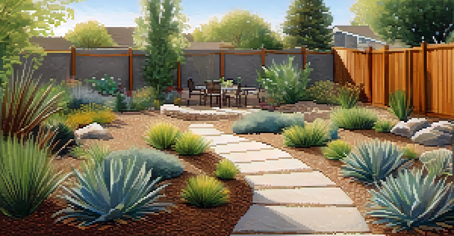 A xeriscape garden with drought-tolerant plants and a rain garden.