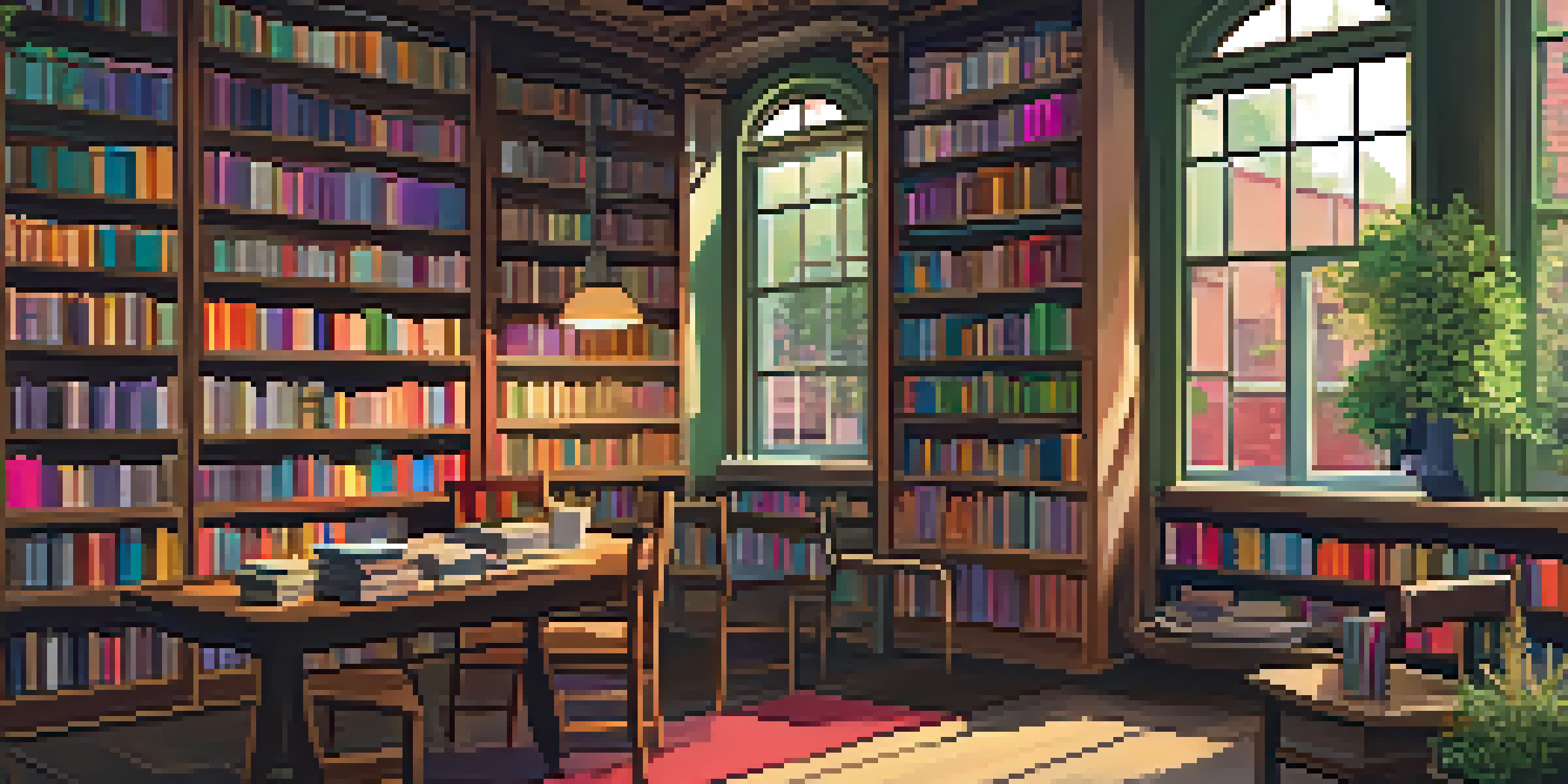 A warm and inviting interior of a local bookstore with wooden shelves filled with books, a cozy reading nook, and a cup of coffee on the table.