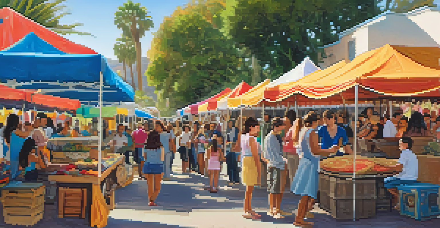 A lively community festival in Santa Barbara with colorful booths and people celebrating cultural diversity.