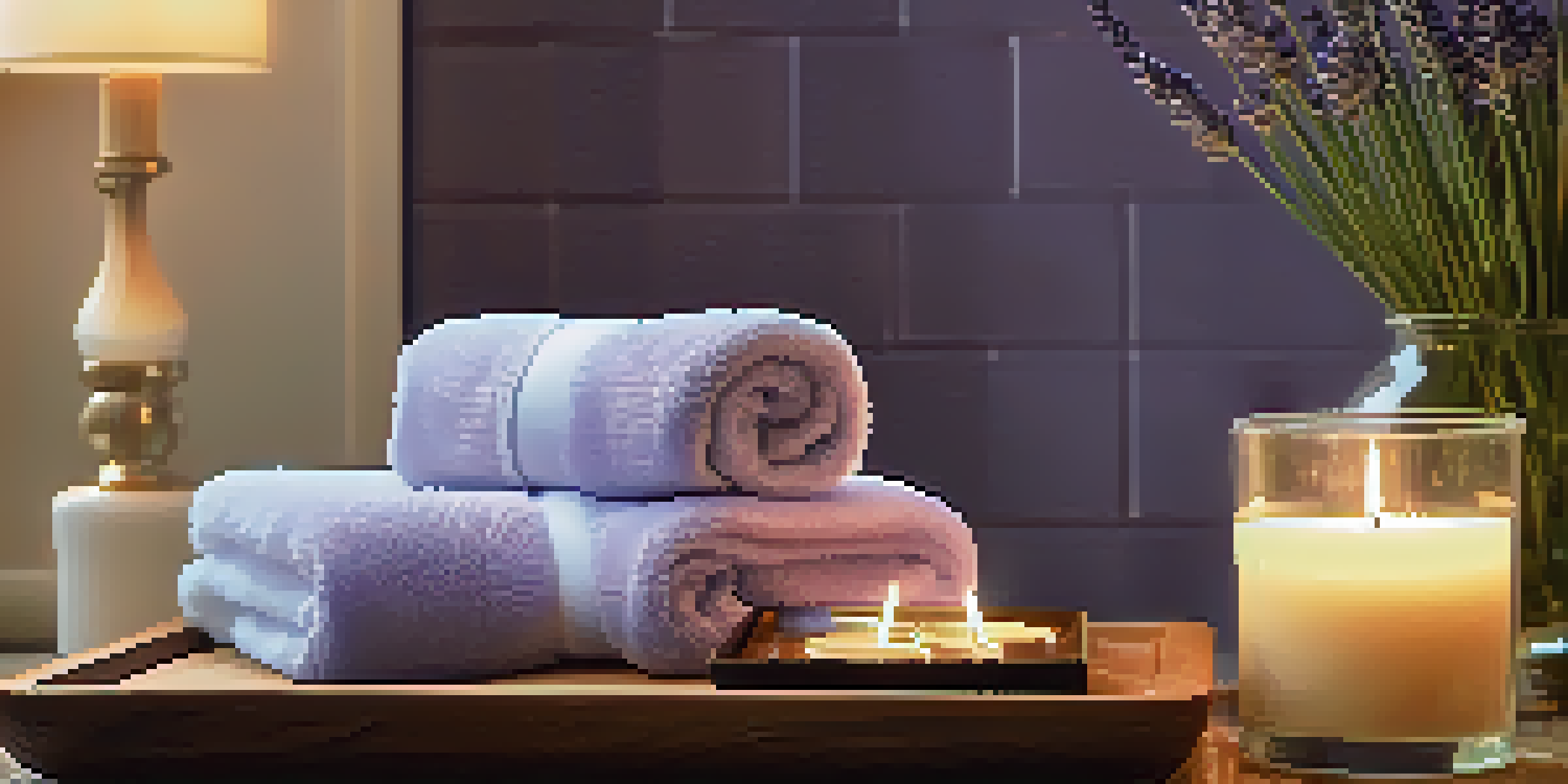 A calming spa room with a massage table, candles, and lavender essential oil, creating a soothing ambiance.
