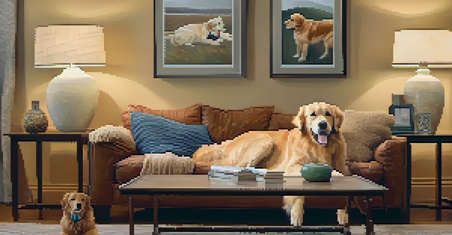 A golden retriever named Max relaxing on a couch with a foster family, highlighting the bond of companionship.