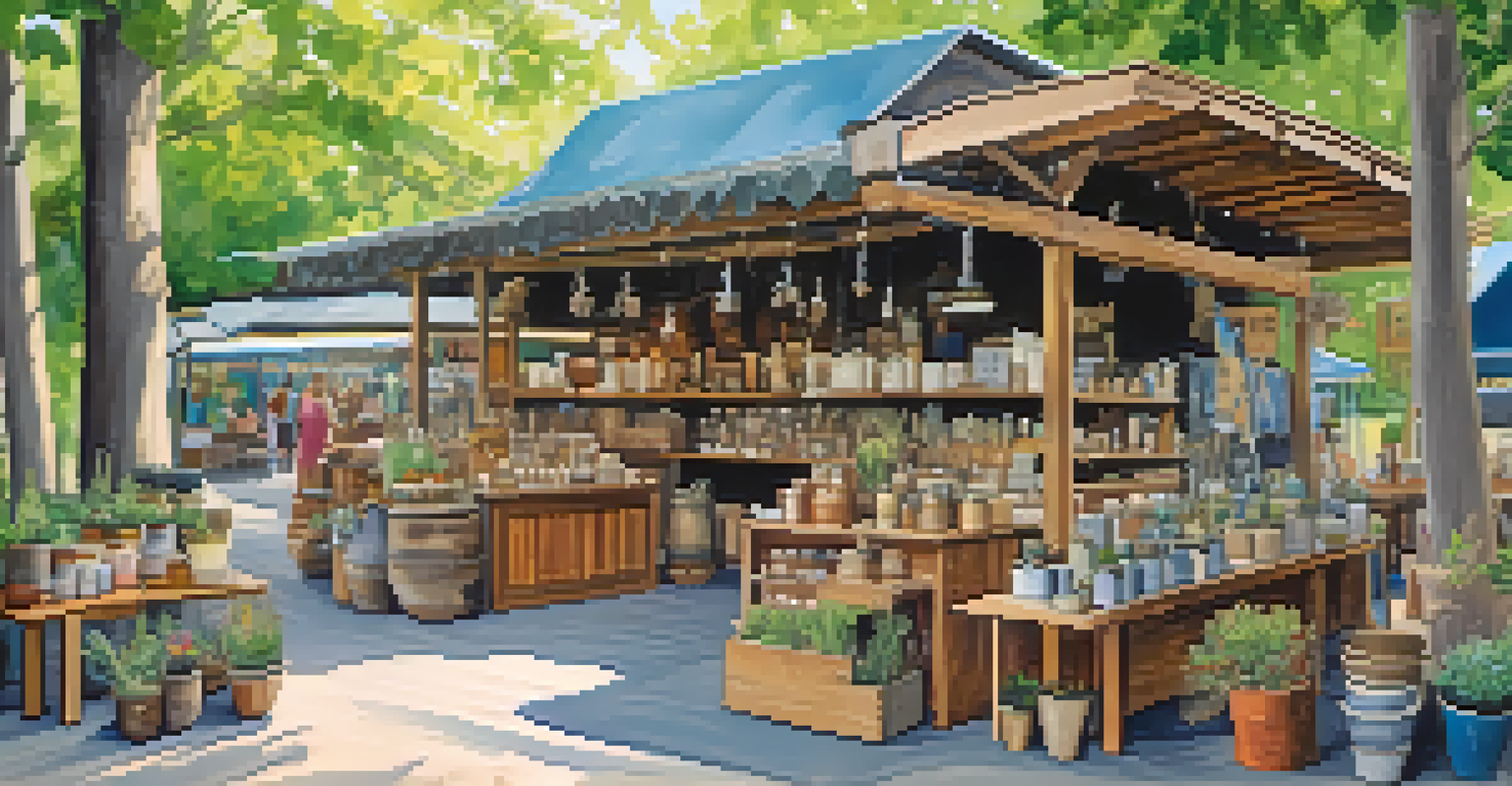 Artisans showcasing eco-friendly handmade goods in a beautiful outdoor setting.