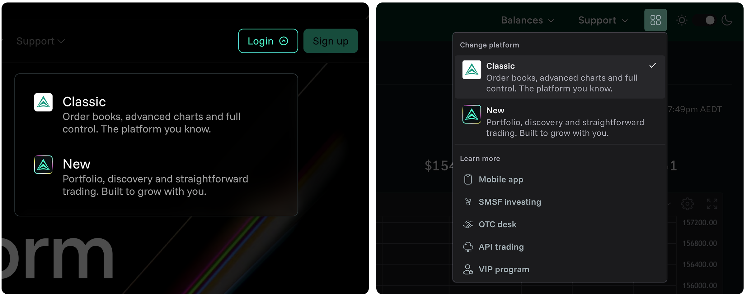 UI platform switcher