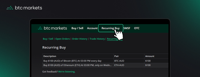 How to Dollar Cost Average (DCA) into crypto using BTC Markets' Recurring Buy