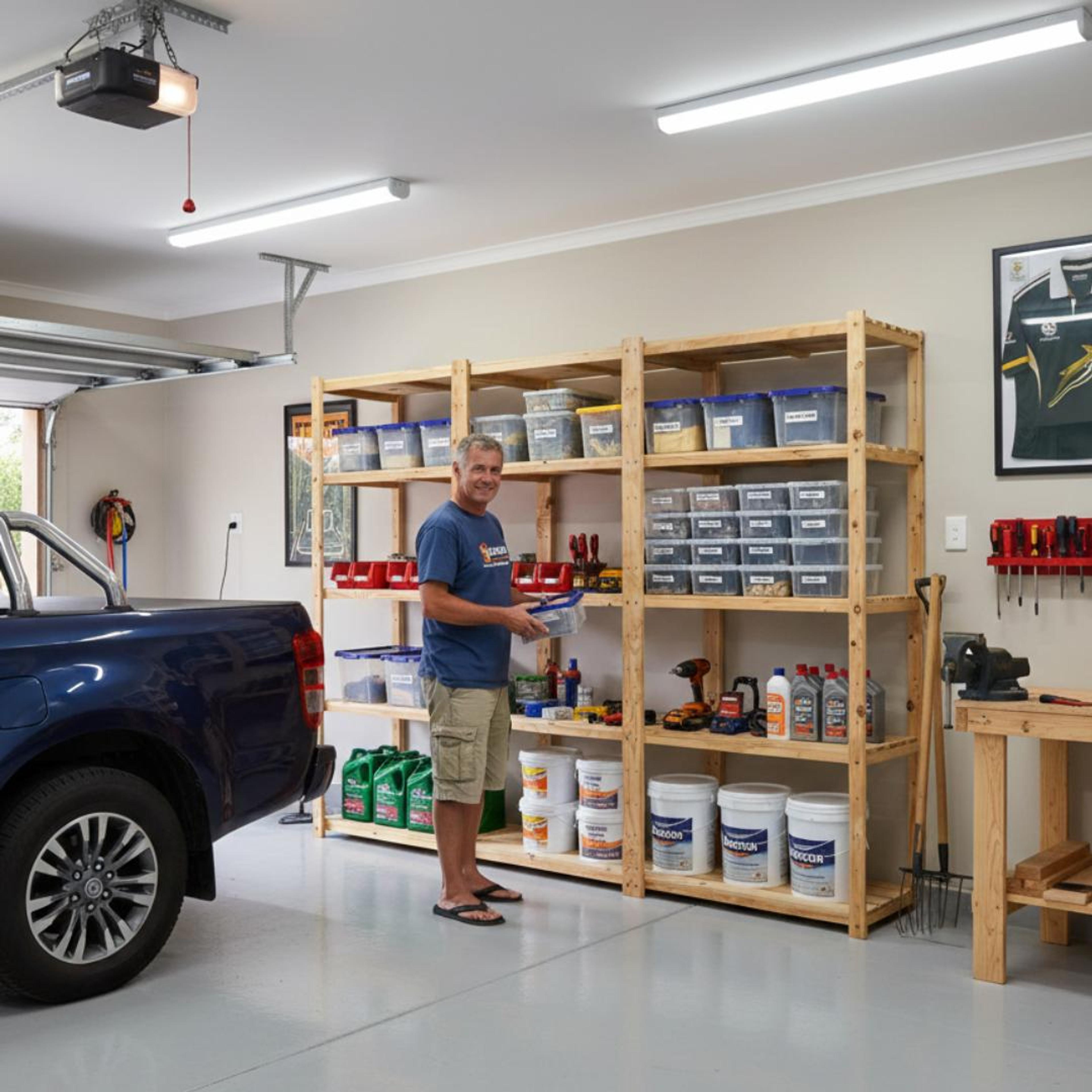 3 Bay DIY Wooden Shelving with 5 levels of Shelves (2.1m High) | Garage Guys