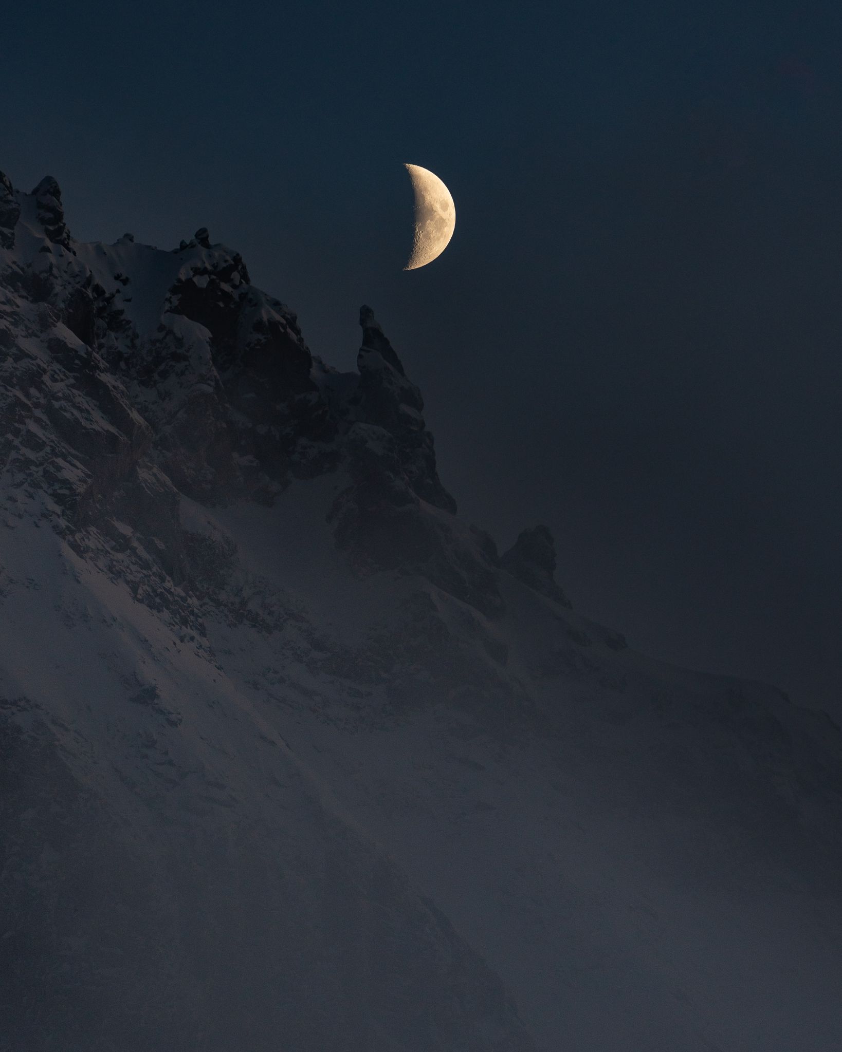 Crescent moon on Mt Garibaldi - Squamish, BC