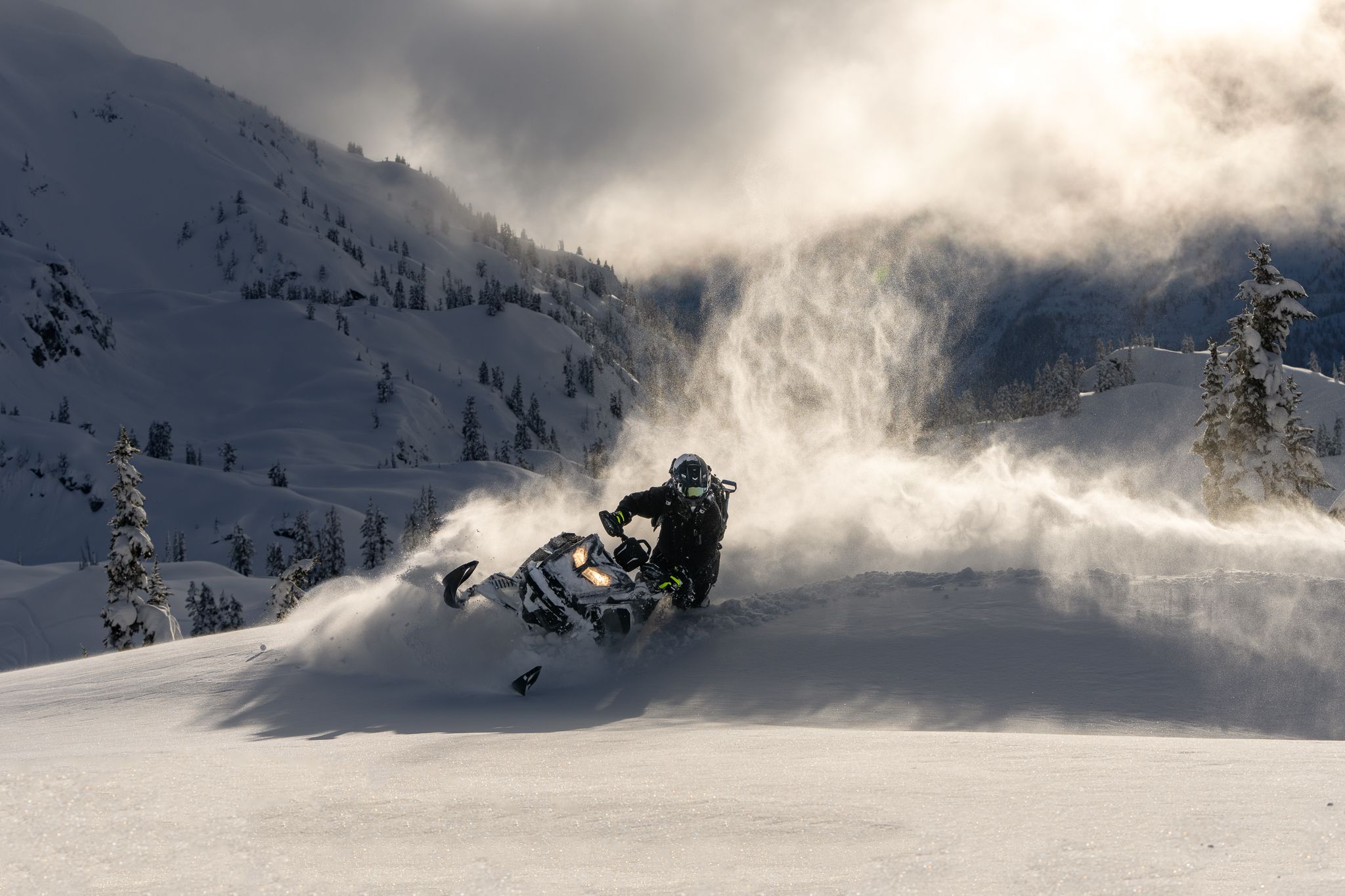 Snowmobiling in whistler backcountry