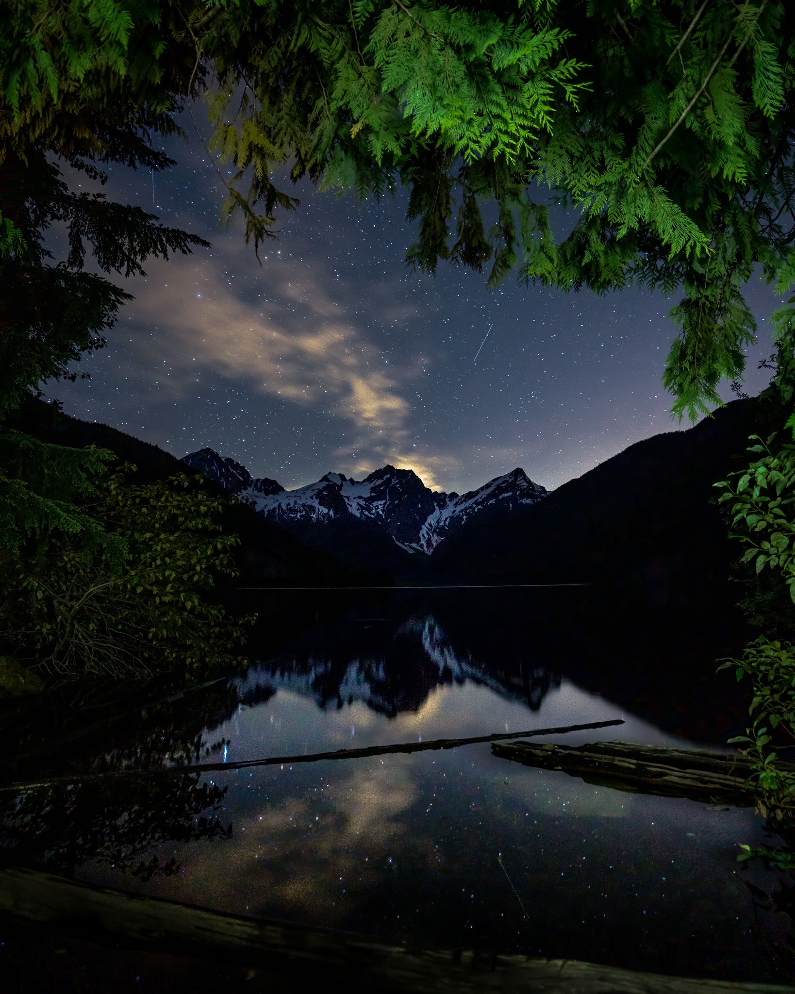 Starry night reflections at Jones Lake, BC