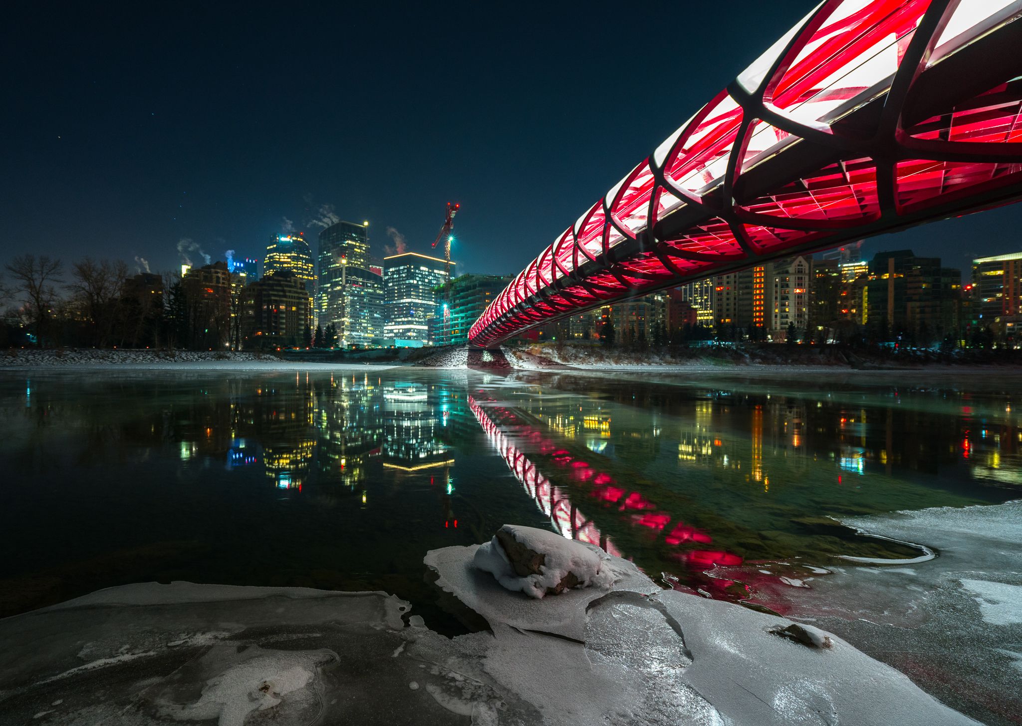 Cold night at the Calgary Peace Bridge