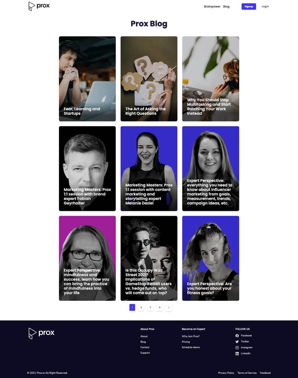 Prox.io blog page