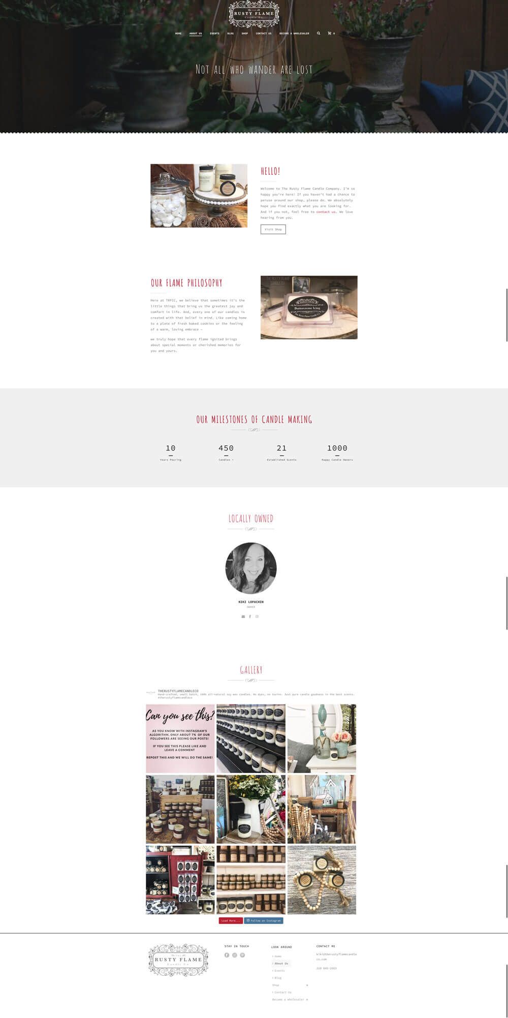 Rusty Flame Candle Shop home page