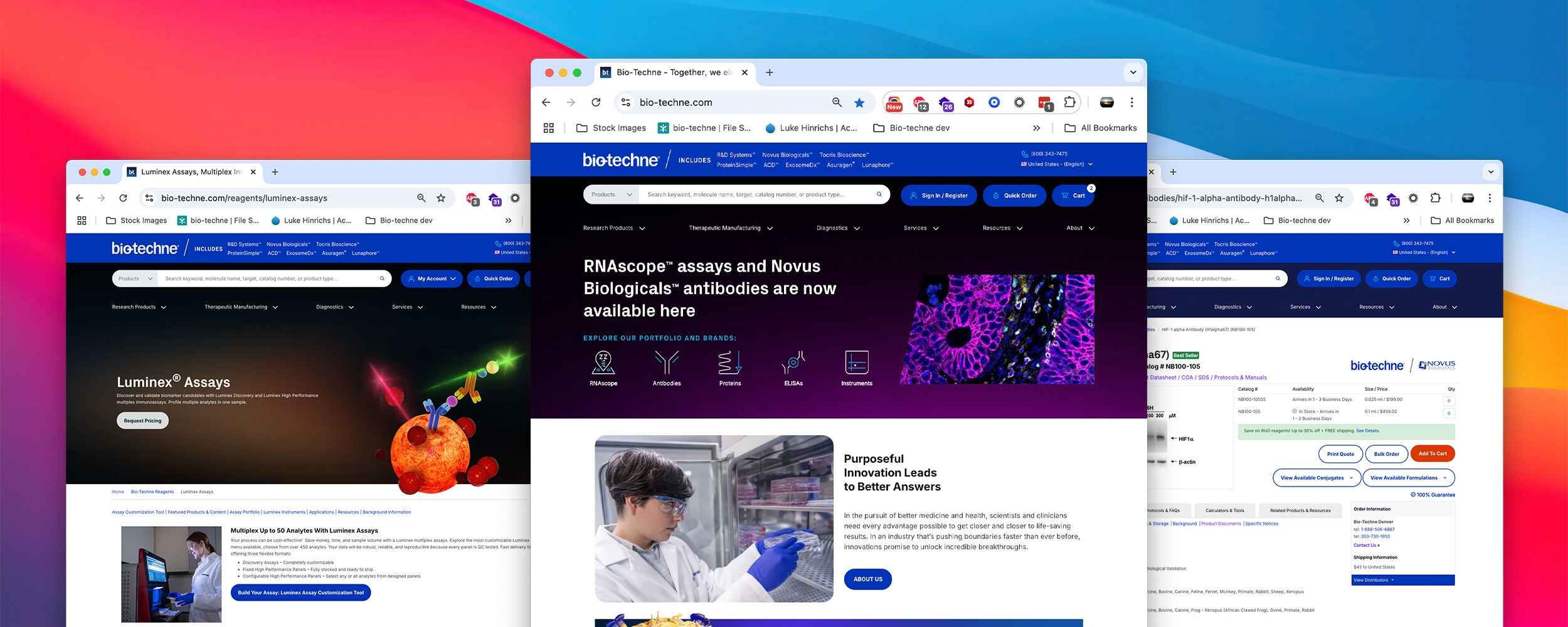 bio-techne new website layout