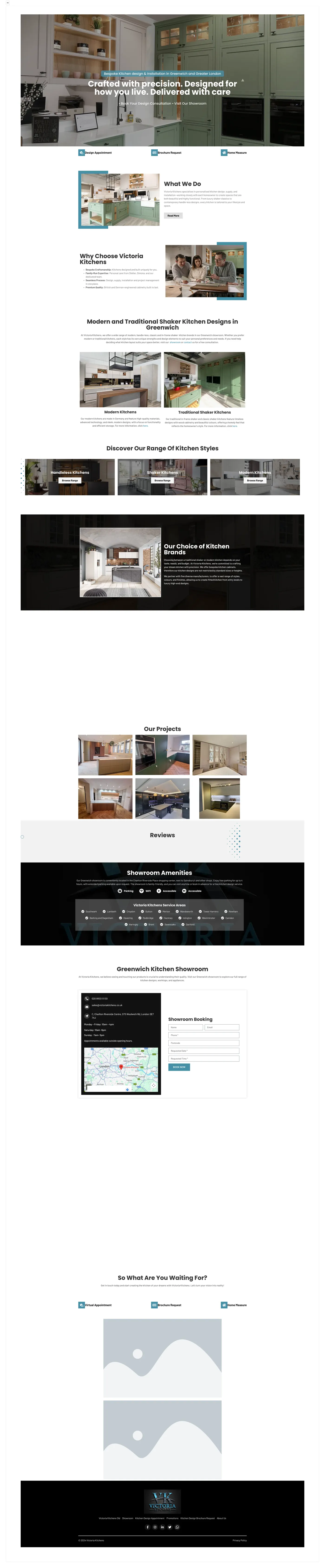 The Victoria Kitchens website before the redesign, full page