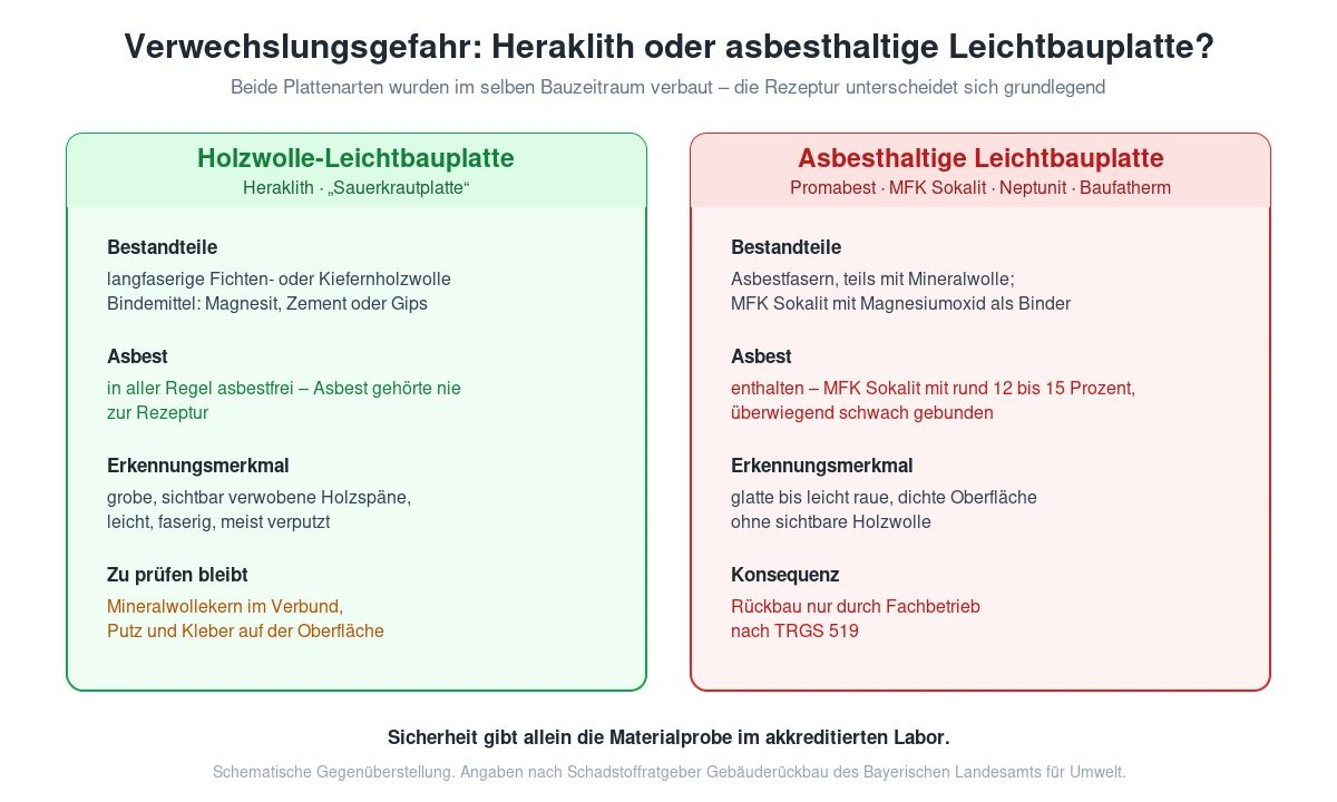 Vergleich von Holzwolle-Leichtbauplatten und asbesthaltigen Leichtbauplatten