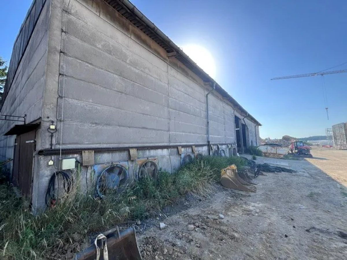 Längsseite der Halle in Lengenfeld während der Demontage der Asbest-Fassadenplatten