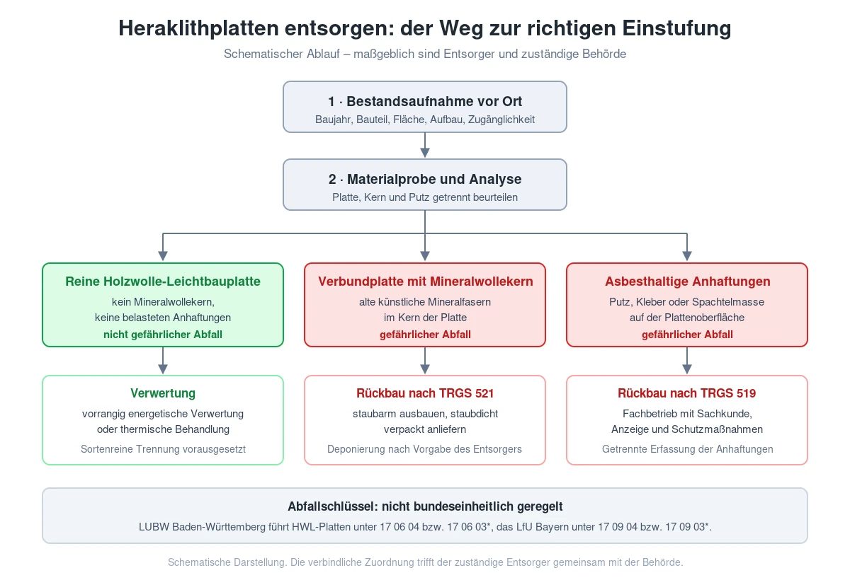 Entscheidungsbaum für den Entsorgungsweg von Heraklithplatten