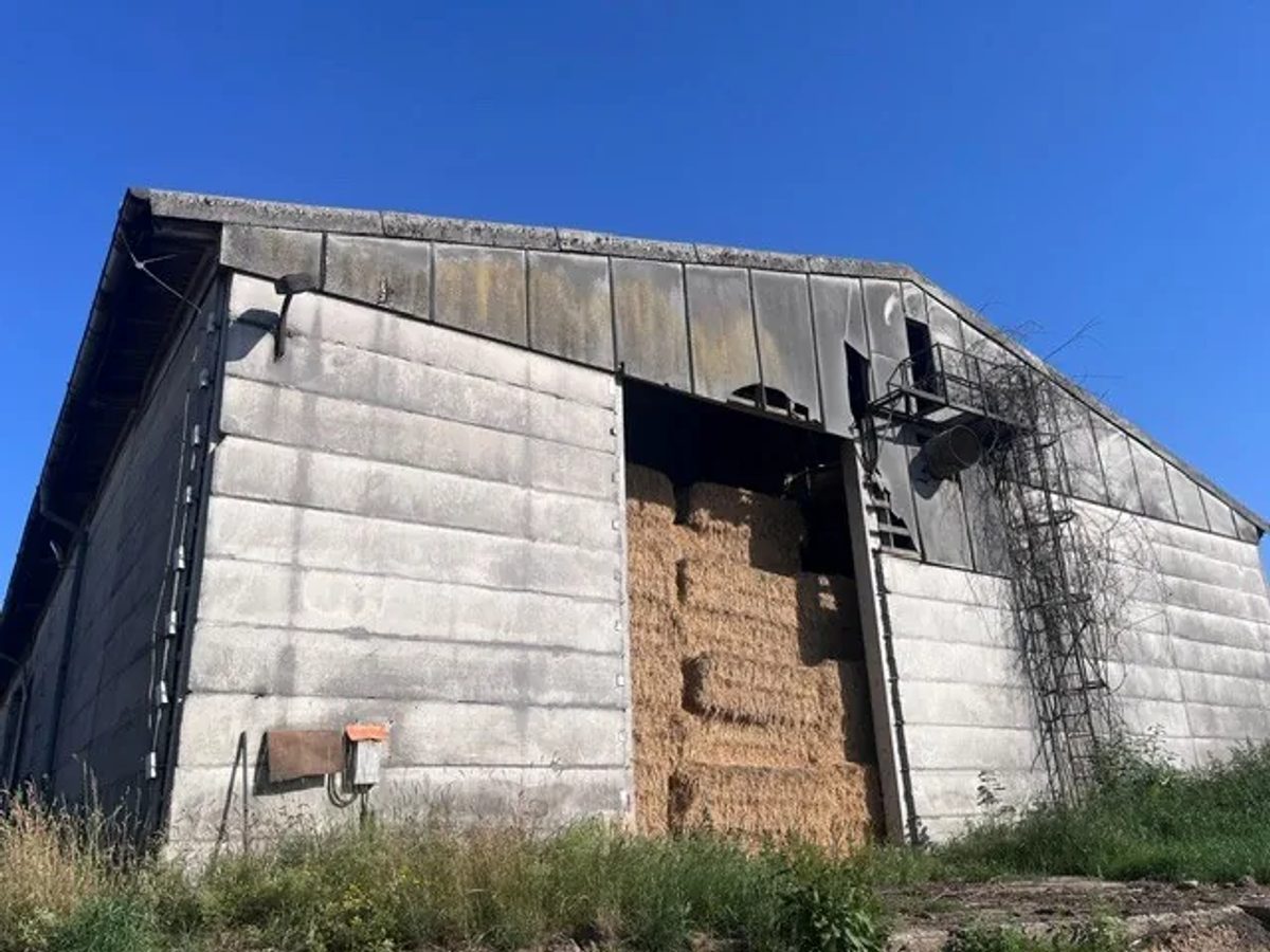 Giebelseite der Bergehalle in Lengenfeld mit typischen asbesthaltigen Fassadenplatten