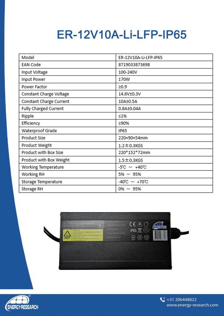 Ładowarka do akumulatorów litowych Energy Research 12V 10A - ujęcie 3