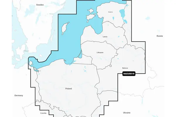 Mapa Navionics+ Morze Bałtyckie, wschodnie wybrzeże