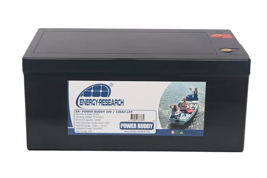 Akumulator litowy Energy Research 24V 100Ah LiFePO4 Bluetooth z aplikacją, 340x180x240 mm, IP67