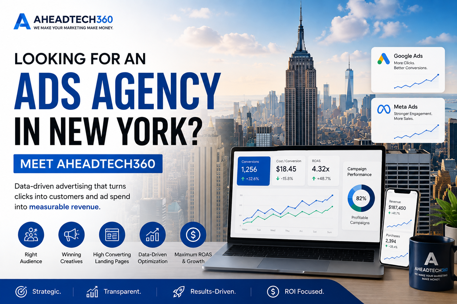 Ads agency in New York, AheadTech360 paid advertising and digital marketing services