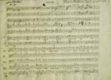 Abertura do Dies irae no manuscrito do Réquiem de Mozart, com a orquestração de Eybler acrescentada a lápis