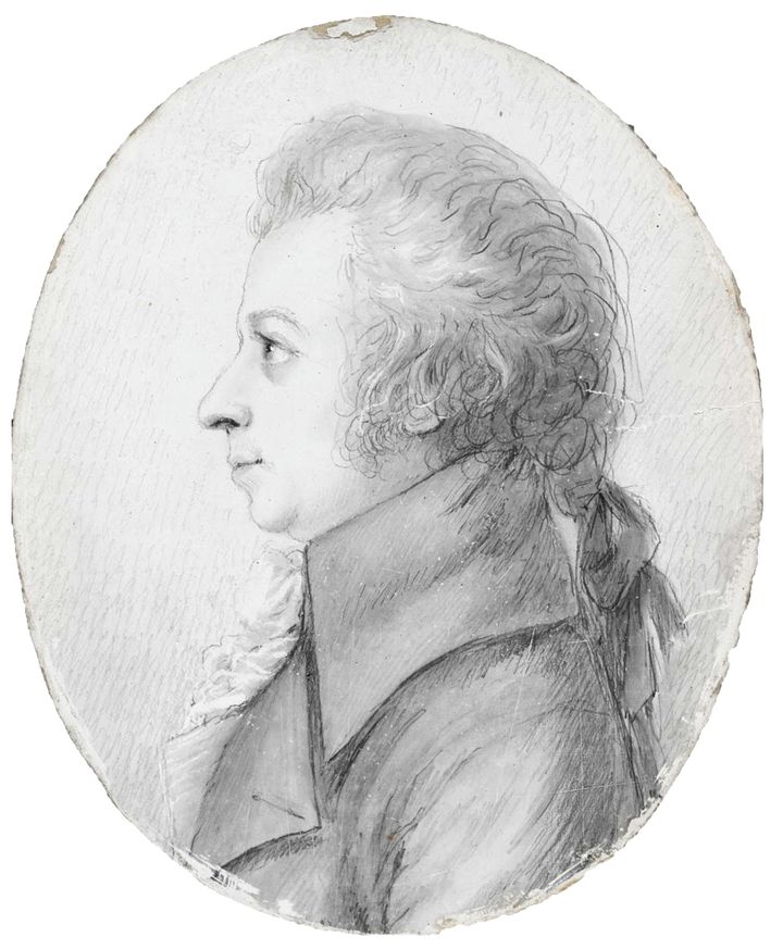 Silverpoint drawing of Mozart by Dora Stock, 1789