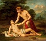 A Morte de Jacinto, de Alexander Kiselyov. Retrata o mito que inspirou a primeira ópera de Mozart, Apollo et Hyacinthus.
