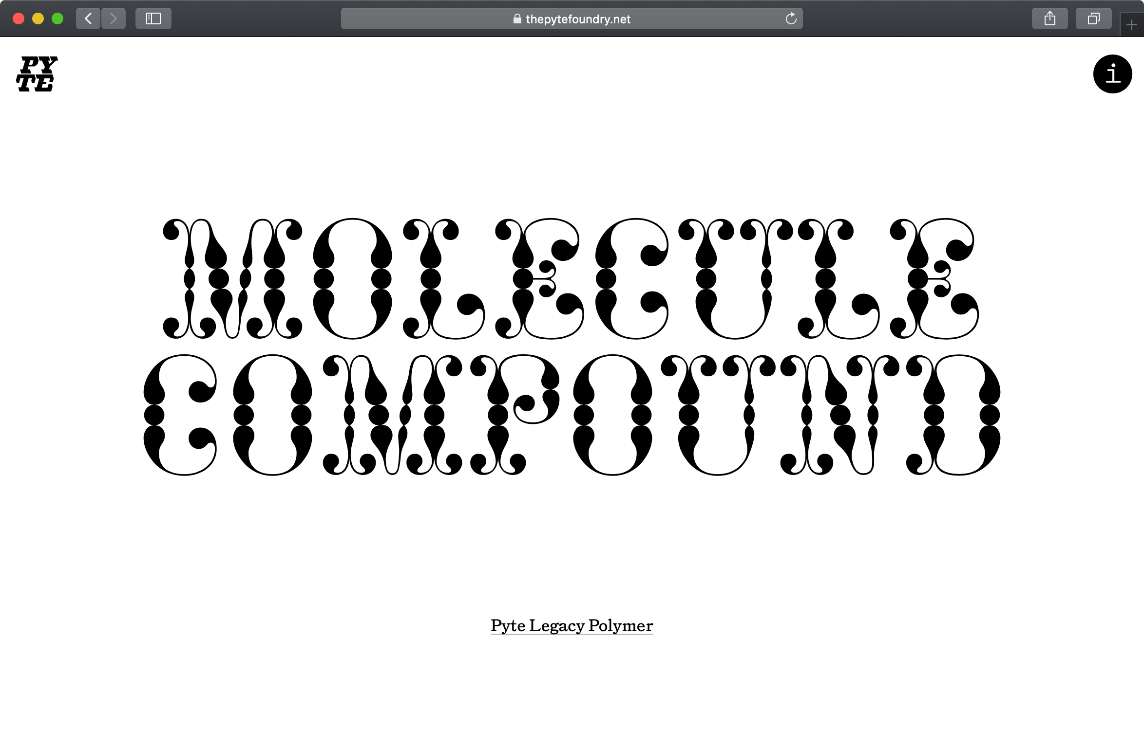 ‘Molecule compounds’, typetester på thepytefoundry.net