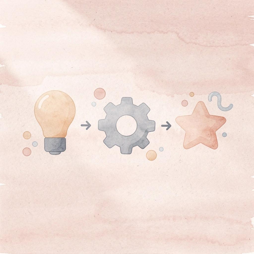 Three icons showing progression from architectural planning to rapid prototyping to automated workflows