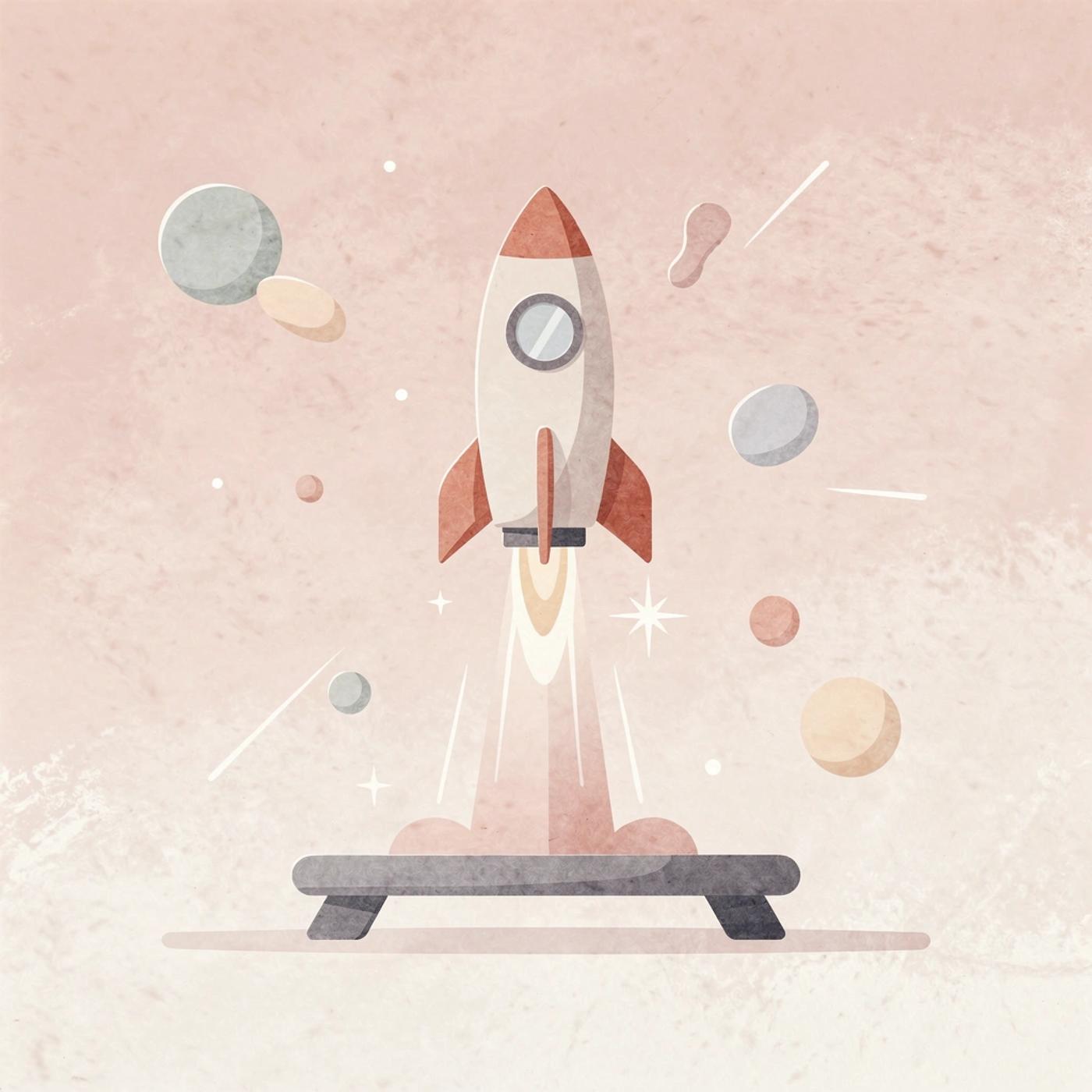 Launch scene representing the surge of new founders entering the AI market