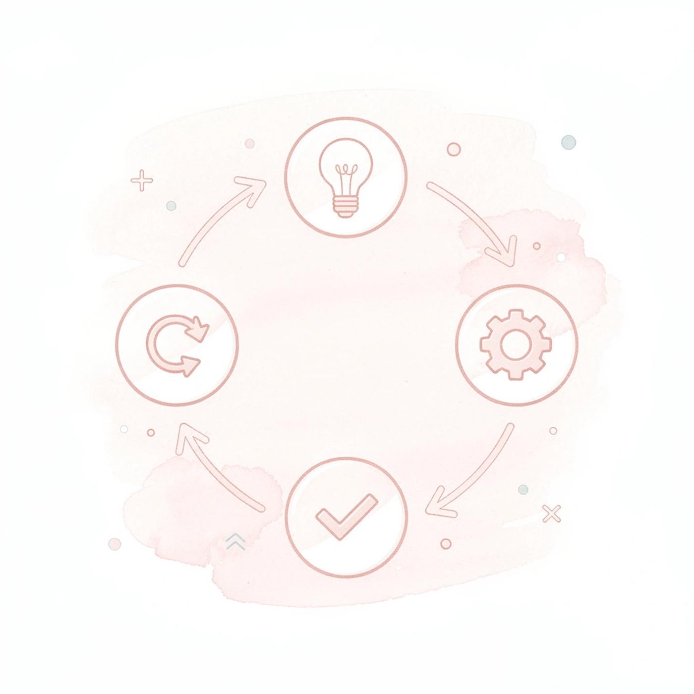 Cycle showing continuous flow from idea to product to feedback to iteration