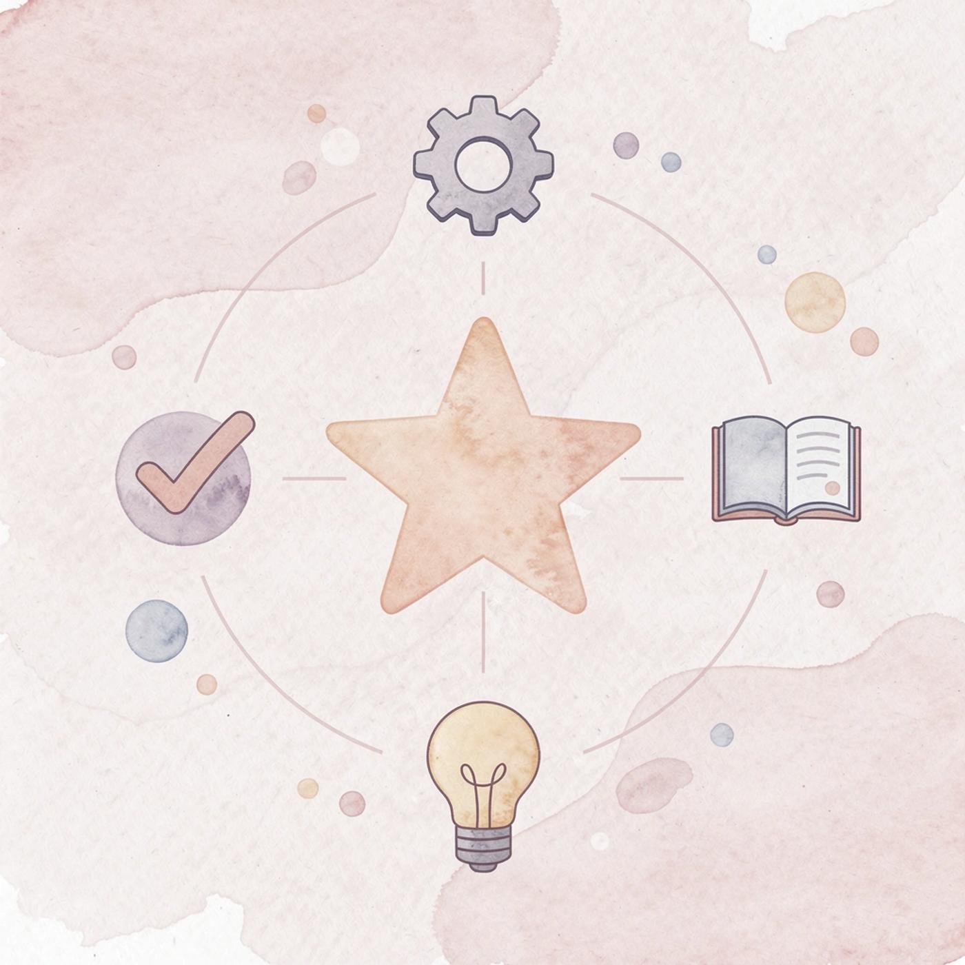 Central rocket icon connected to five surrounding business icons representing Polsia's integrated ecosystem